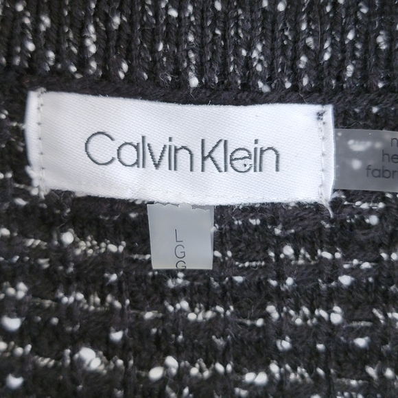 Calvin Klein | Black Textured Lady Jacket Sweater with Fringe Trim Size Large - Picture 3 of 5